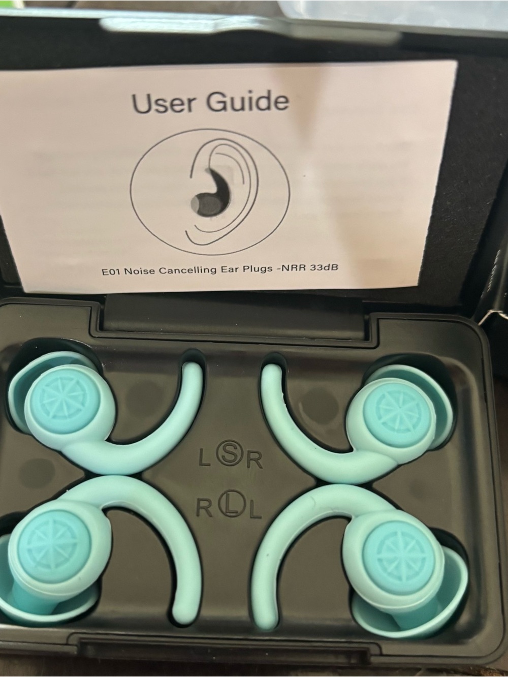 3 sets of Noise Cancelling Silicone Ear Plugs with Ear Hooks - Light Blue